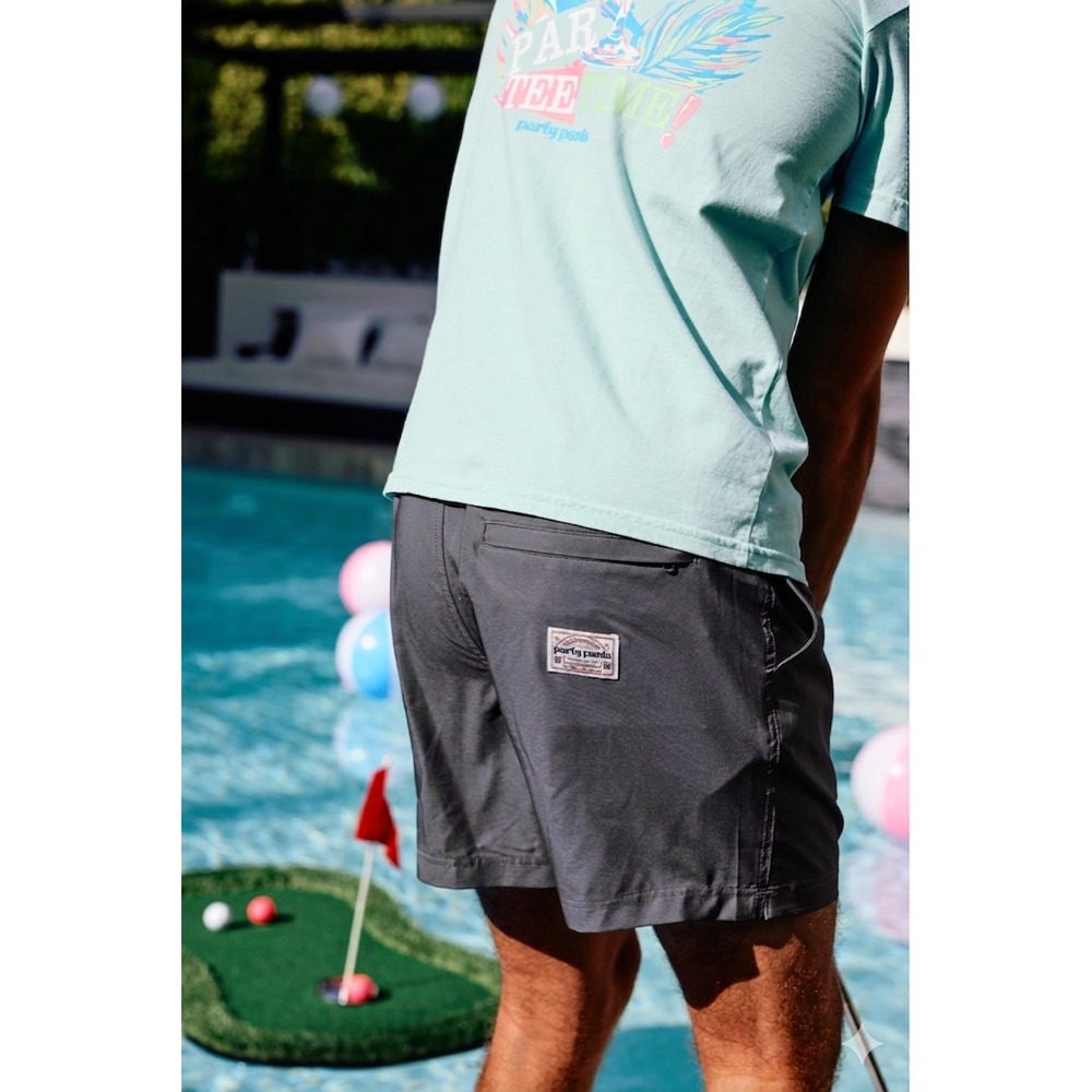 Party Pants Mens XL Gray Casual Shorts Elastic Waist Drawstring Summer Beach